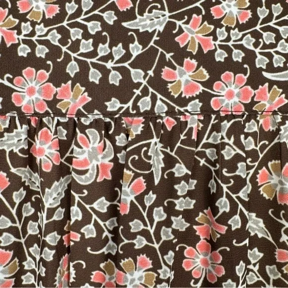 J. McLaughlin Tavia Shift Dress Long Sleeve Pockets Medium Brown & Pink Floral - Picture 13 of 14